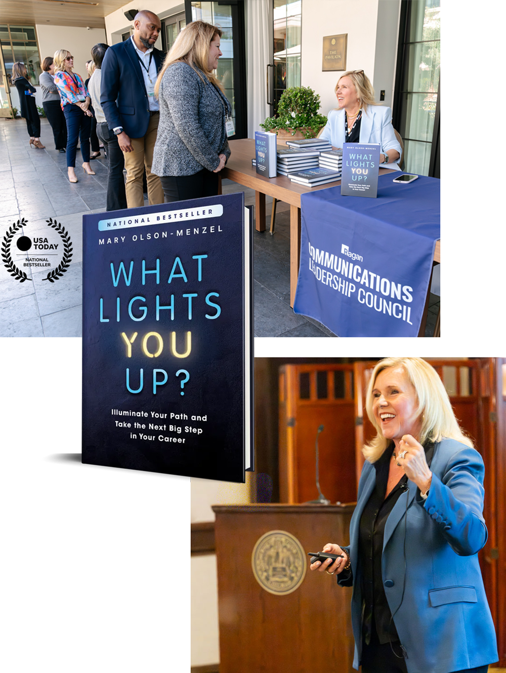 Mary Olson-Menzel signing copies of her bestselling book, What Lights You Up?